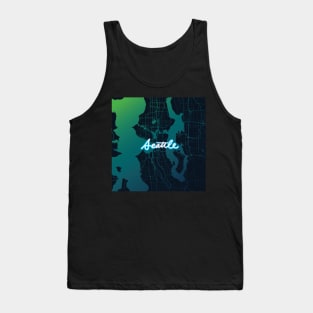 Seattle Map Gradient Cursive Tank Top